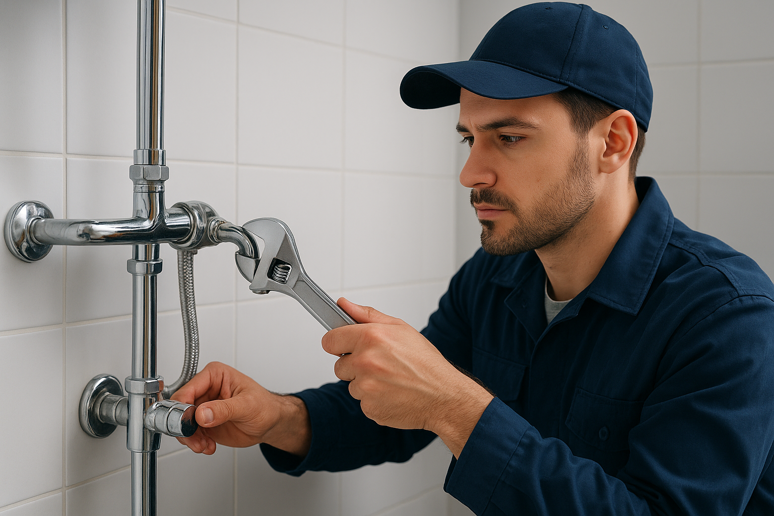 Plombier professionnel au travail